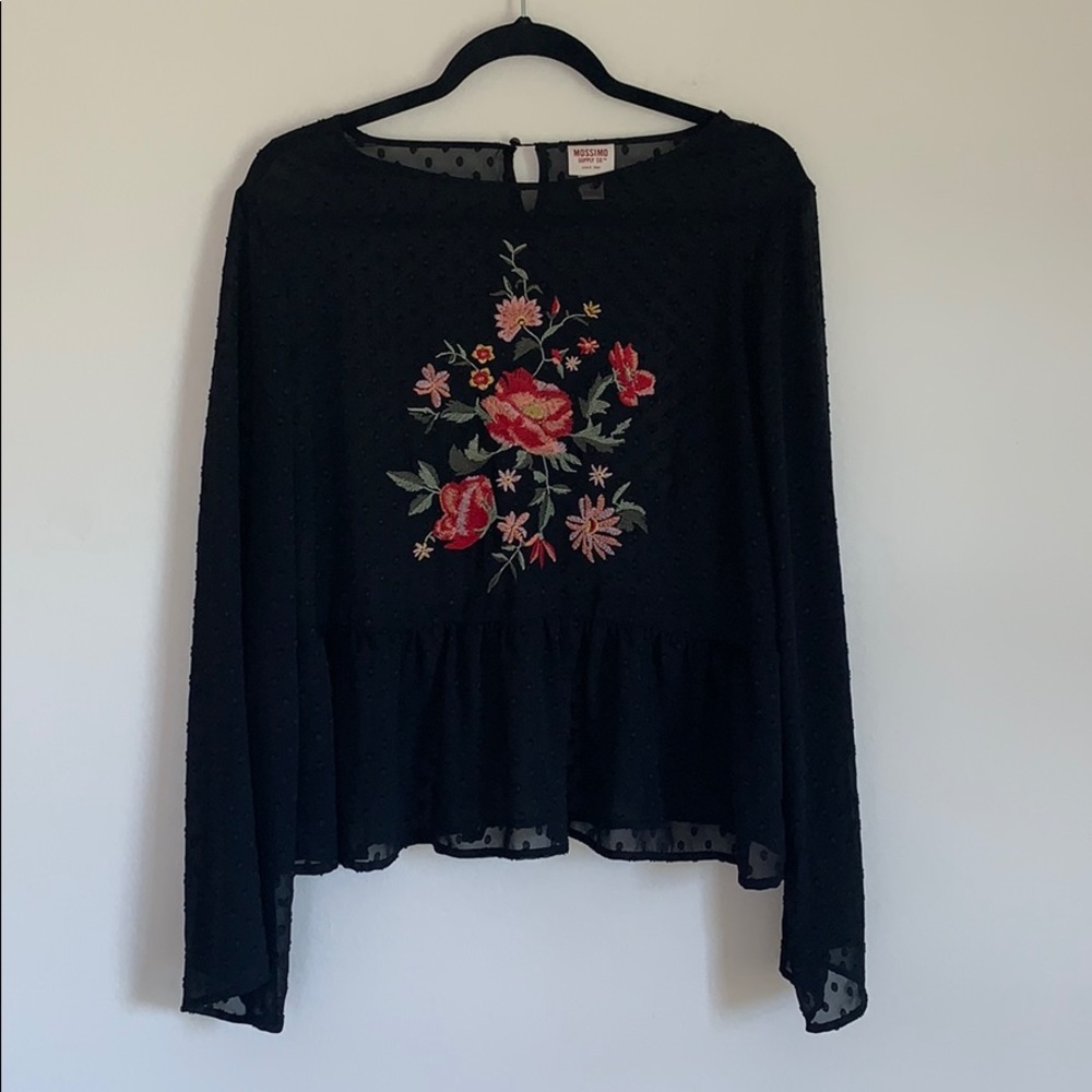 Mossimo Embroidered Swiss Dot Top